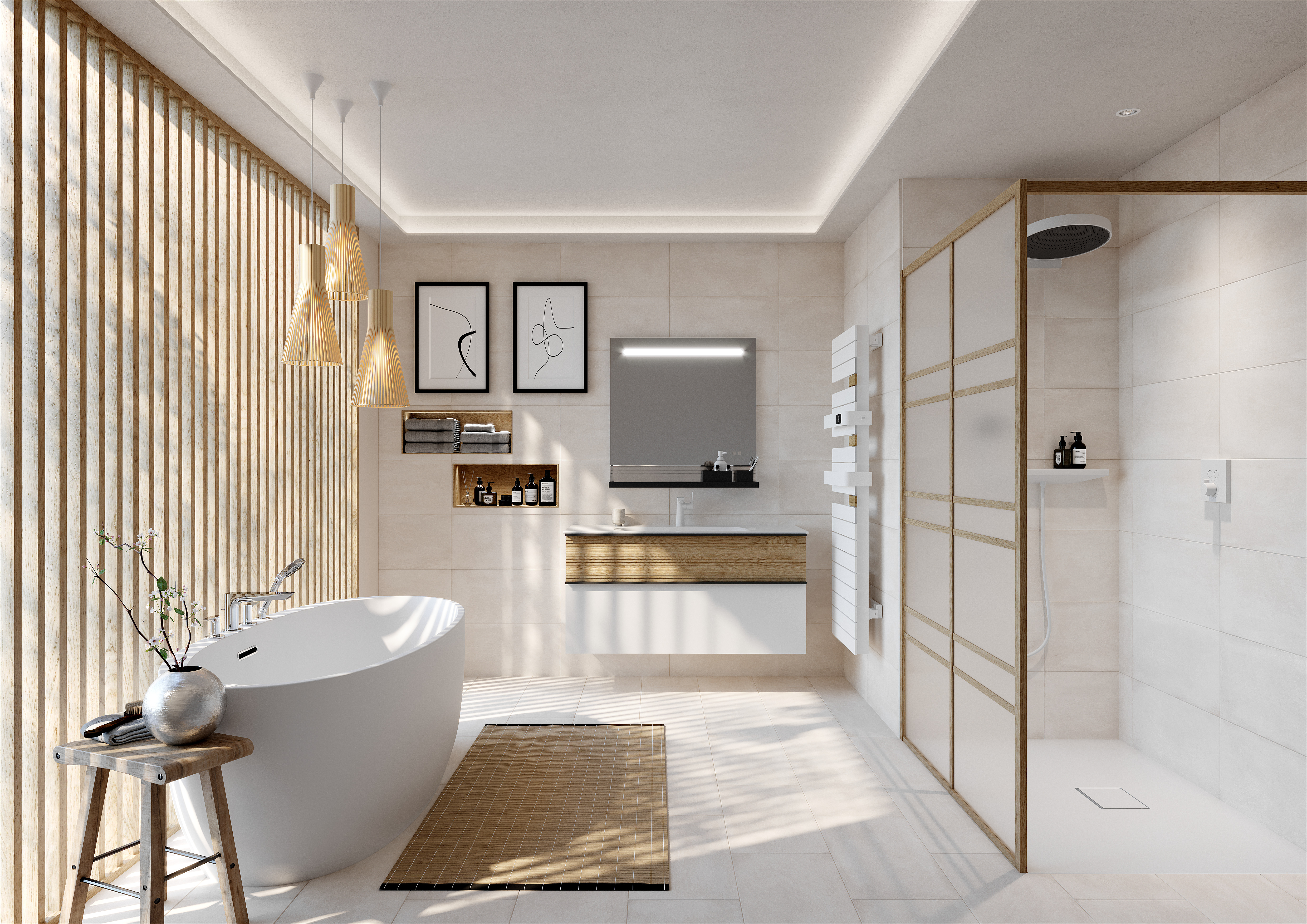 ©Grandbains - Salle de bains ambiance Japandi