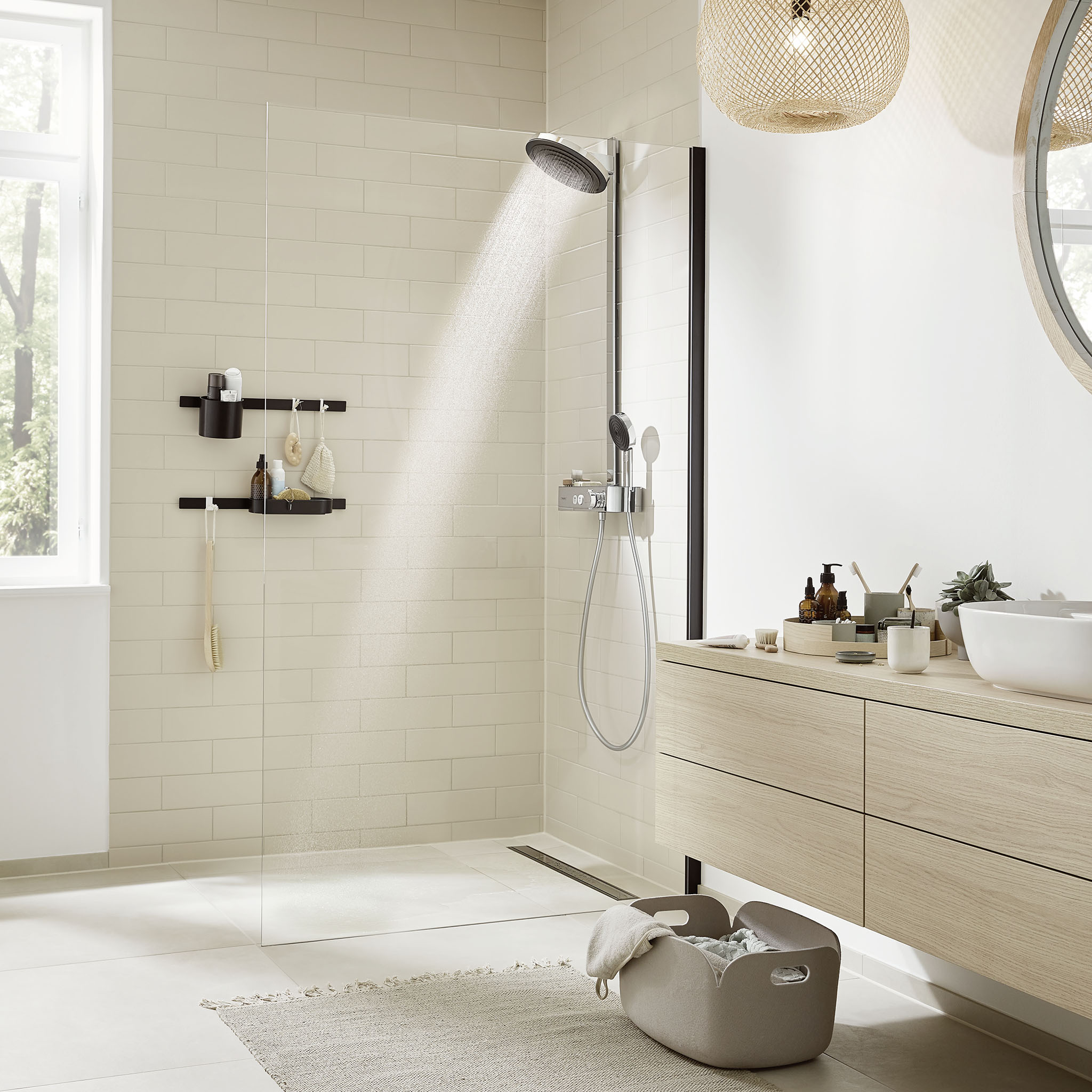 Colonne de douche Pulsify S de la marque Hansgrohe (disponible chez Grandbains)