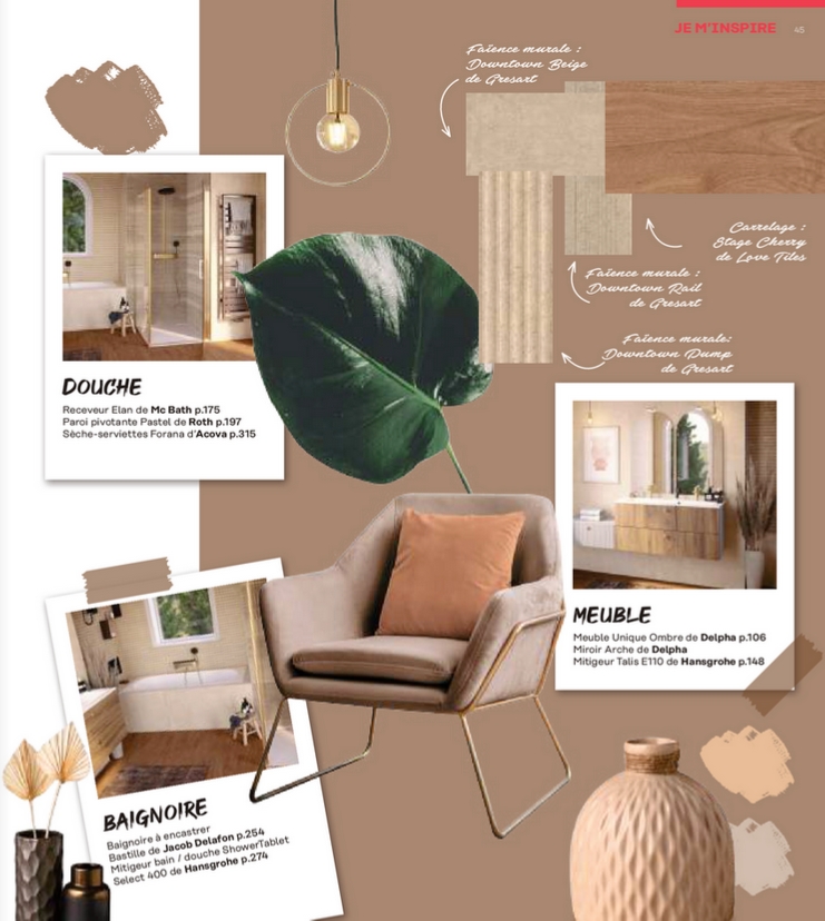 Grandbains - Salle de bains ambiance Mocha Mousse (Mood Board Deco)