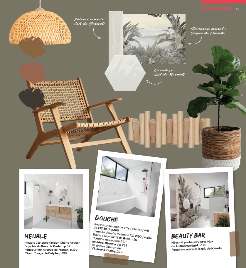 Grandbains - Salle de bains ambiance Natural Tropic (Mood Board Deco)