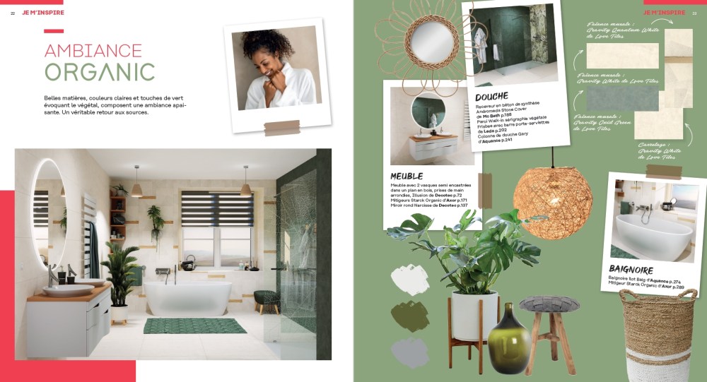 catalogue Grandbains 2025 - Page d'inspiration, salle de bains ambiance avec catalogue Grandbains 2025 - Page d'inspiration mood board déco