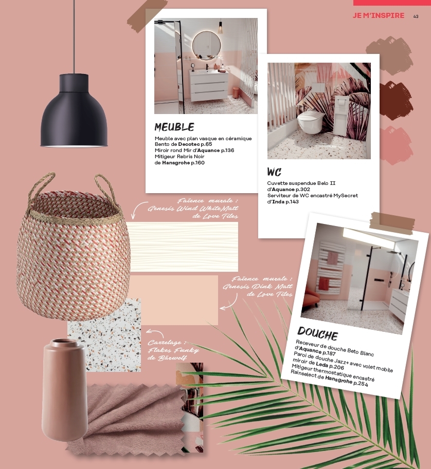 Grandbains - Salle de bains ambiance Poudrée (Mood Board Deco)